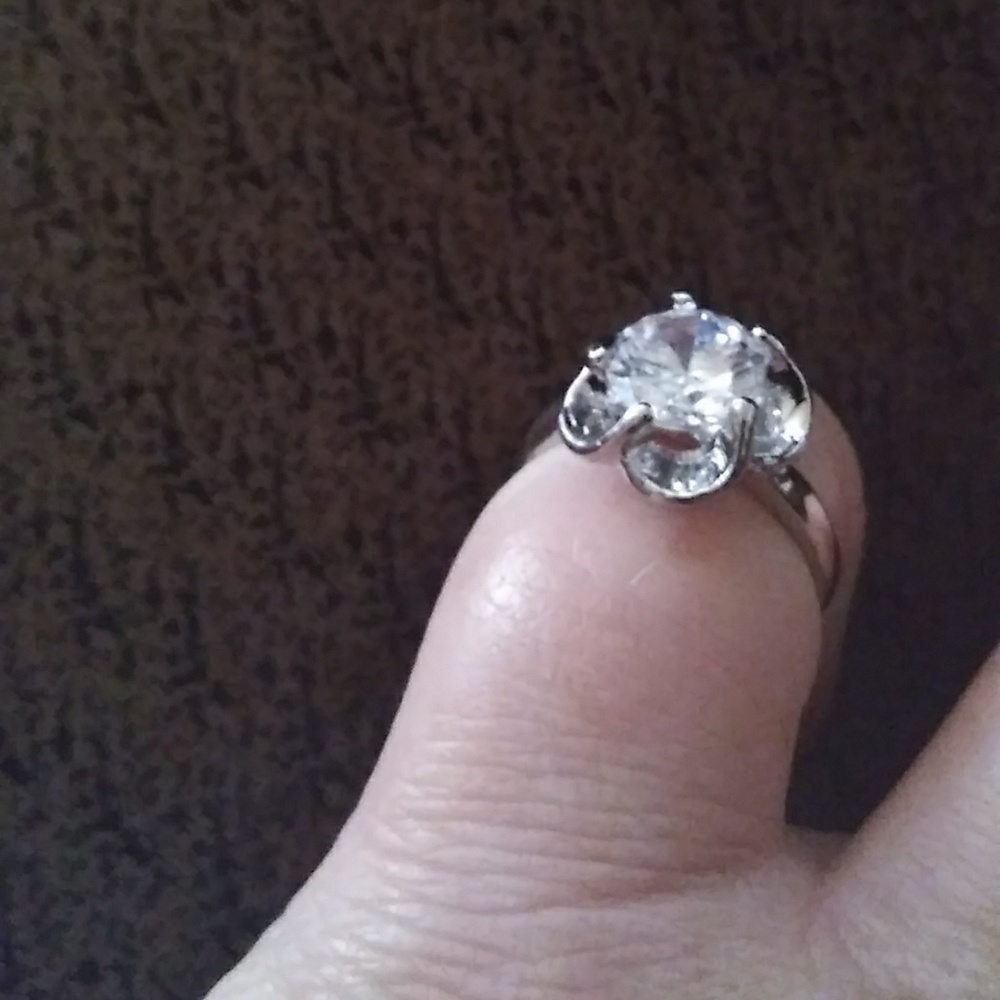 Silver Promise Round Diamond Ring,5 - Picture 3 of 8